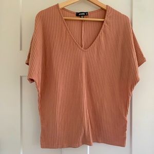 Missguided Women’s T-shirt Basic V-neck Oversized Pink Blouse